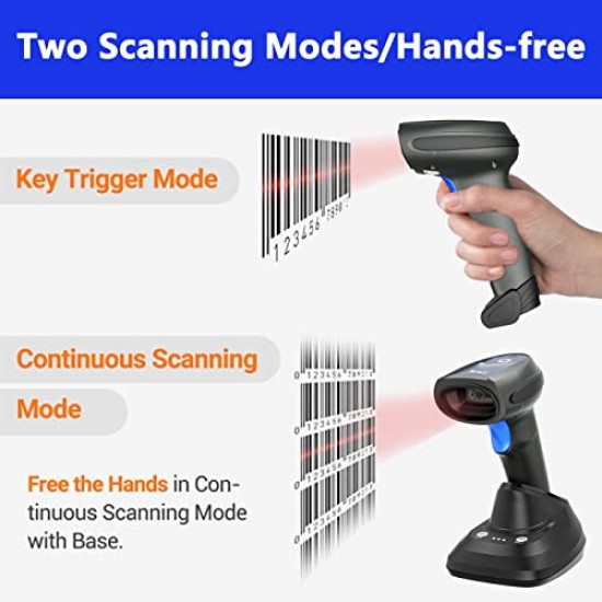 LENVII CW200 Bluetooth & Wireless 2D Barcode Scanner Handheld QR Code Scanner USB Wired 1D Barcode Reader 3 in 1
