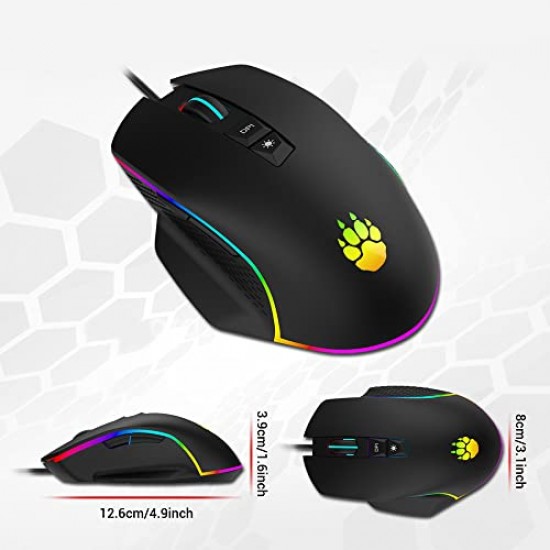 CLAW Chuff Wired Gaming Mouse, 6400 DPI with 7 Programmable Buttons via Customization Software