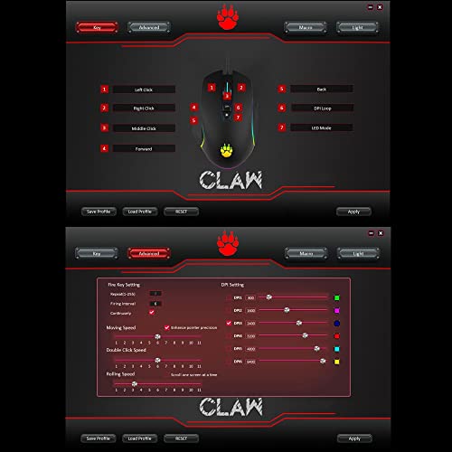 CLAW Chuff Wired Gaming Mouse, 6400 DPI with 7 Programmable Buttons via Customization Software