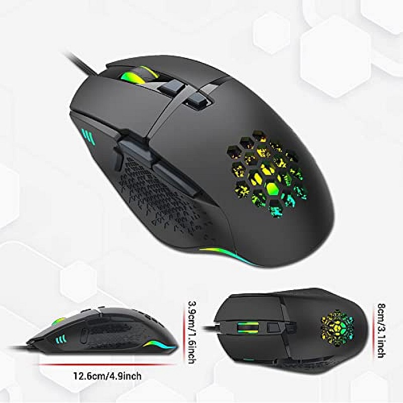 CLAW Dawon Wired Gaming Mouse - 6400 DPI with 8 Programmable Buttons via Customization Software and 6 RGB Backlight Modes for PC & MAC