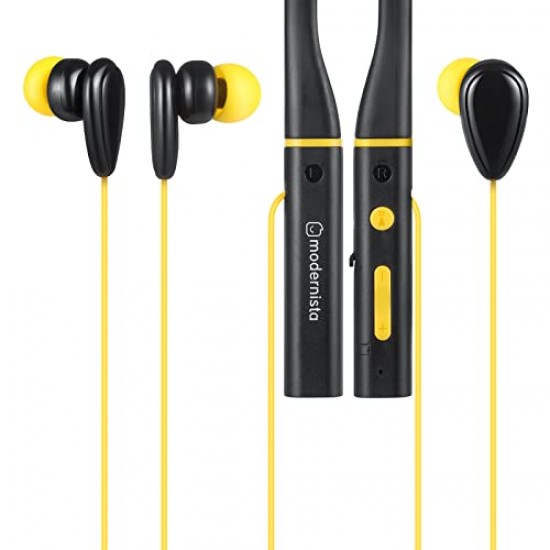 Modernista PowerBass 200 Bluetooth 5.0 Wireless Neckband in Ear Earphones Mic (Yellow)