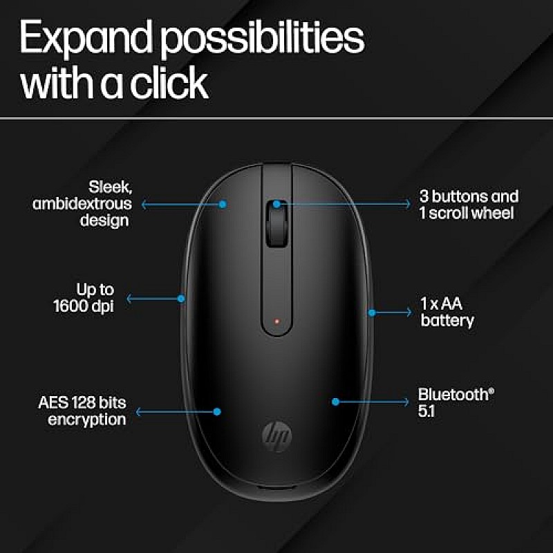 HP 240 Bluetooth Wireless Mouse with 3 Buttons (Black)