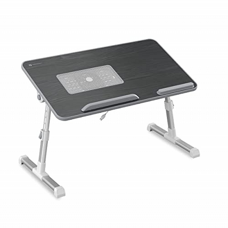 Portronics My Buddy Plus Adjustable Laptop Table with Built in USB Cooling Fan Foldable Legs (Black)