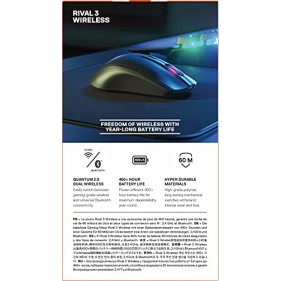 SteelSeries Rival 3 Wireless Gaming Mouse 400+ Hour Battery Life Black SteelSeries Rival 3 Wireless Gaming Mouse 400+ Hour Battery Life Black