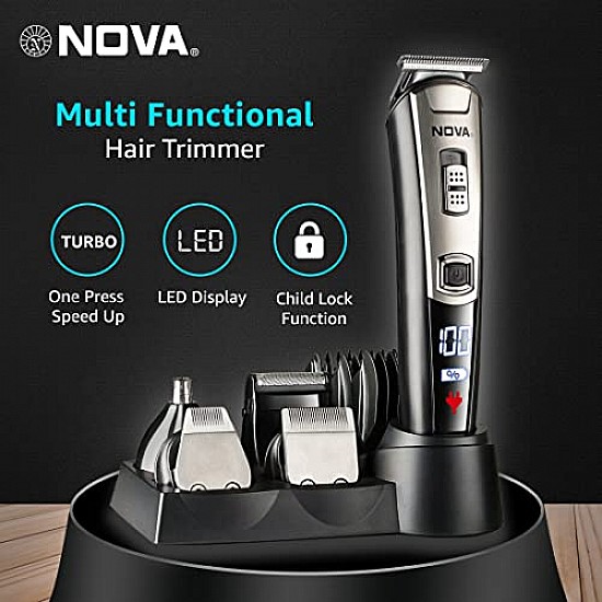 Nova NG 1153 Digital USB Corded and Cordless 160 Minutes Runtime Trimmer for Men (Gray)