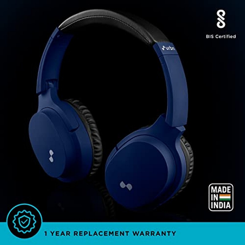 URBN Thump 550 HD Sound Deep Bass Wireless Bluetooth On Ear Headphone with in-Built Mic, (Blue)