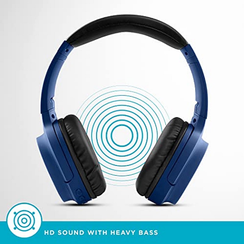 URBN Thump 550 HD Sound Deep Bass Wireless Bluetooth On Ear Headphone with in-Built Mic, (Blue)