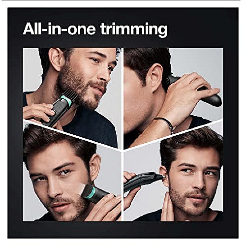 Braun MGK3321, 6-in-1 Beard Trimmer for Men from Gillette, All-in-One Tool, 5 attachments (Black Vibrant Green)