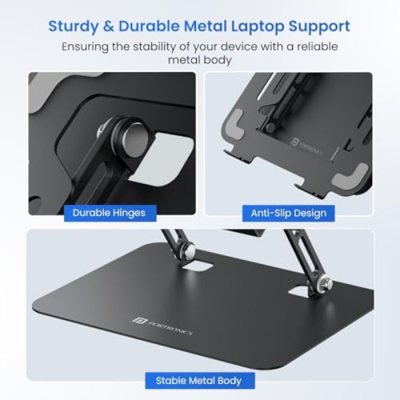 Portronics My Buddy K3 Portable Laptop Tabletop Stand I Foldable & Adjustable for Laptops Up to 15.6 Inches(Silver)