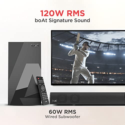 boAt Aavante Bar 1400 Bluetooth Soundbar with 120W RMS Signature Sound, 2.1 Channel, (Premium Black)