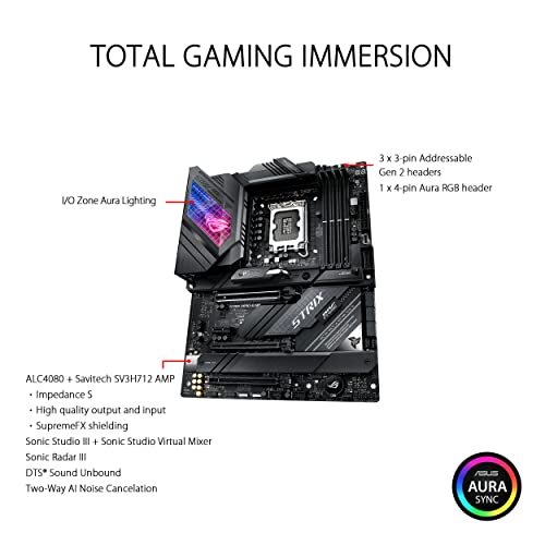 ASUS ROG Strix Z690-E Gaming WiFi LGA 1700 (12th Gen Intel Core) ATX Gaming Motherboard with DDR5 ASUS ROG Strix Z690-E Gaming WiFi LGA 1700 (12th Gen Intel Core) ATX Gaming Motherboard with DDR5