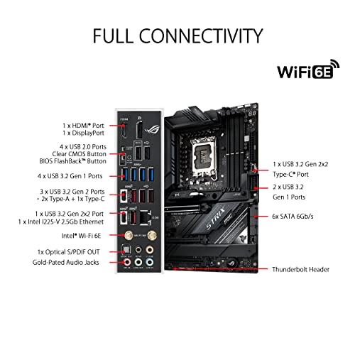 ASUS ROG Strix Z690-E Gaming WiFi LGA 1700 (12th Gen Intel Core) ATX Gaming Motherboard with DDR5 ASUS ROG Strix Z690-E Gaming WiFi LGA 1700 (12th Gen Intel Core) ATX Gaming Motherboard with DDR5