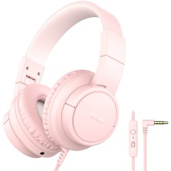 Tribit Headphones with Mic, Girls Headphones Wired Over Ear Headsets with Limited Volume 85dB/ 94dB, 3.5mm Jack Compatible Smartphones Tablet