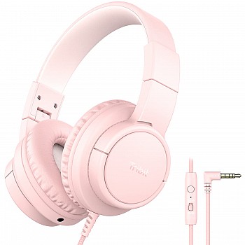 Tribit Headphones with Mic, Girls Headphones Wired Over Ear Headsets with Limited Volume 85dB/ 94dB, 3.5mm Jack Compatible Smartphones Tablet