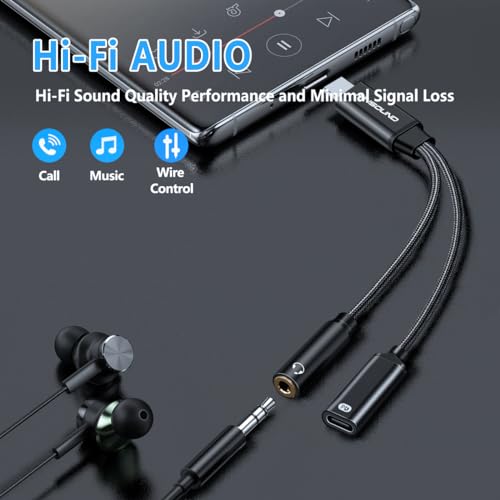 Kinsound USB C to 3.5 mm Jack Audio Adapter, Type C to 3.5mm Jack Audio Connector & PD Fast Charging Kinsound USB C to 3.5 mm Jack Audio Adapter, Type C to 3.5mm Jack Audio Connector & PD Fast Charging