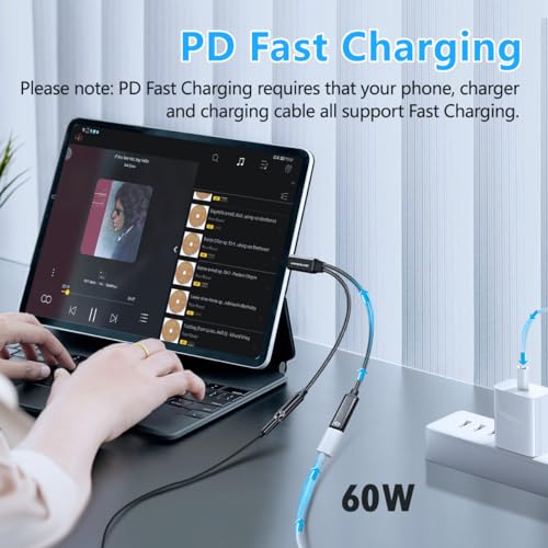 Kinsound USB C to 3.5 mm Jack Audio Adapter, Type C to 3.5mm Jack Audio Connector & PD Fast Charging Kinsound USB C to 3.5 mm Jack Audio Adapter, Type C to 3.5mm Jack Audio Connector & PD Fast Charging