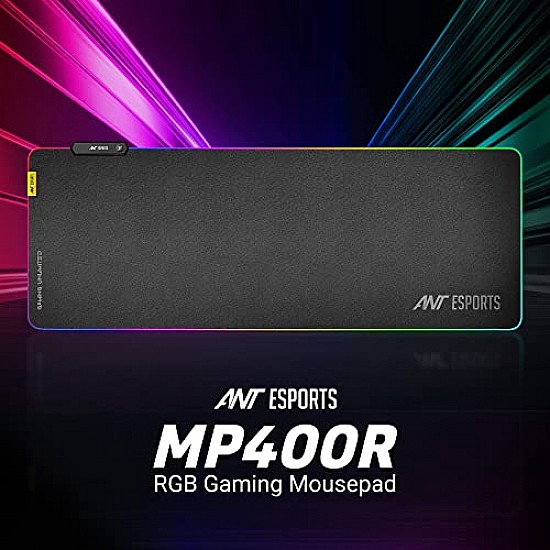 Ant Esports MP400 RGB Gaming Mouse Pad Anti-Slip Rubber Base with Waterproof Coating for Gamer Office Black