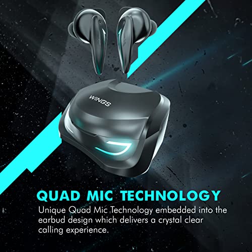 WINGS Phantom 500 with ENC and 40 ms latency game mode Bluetooth Headset (Black, True Wireless) WINGS Phantom 500 with ENC and 40 ms latency game mode Bluetooth Headset (Black, True Wireless)