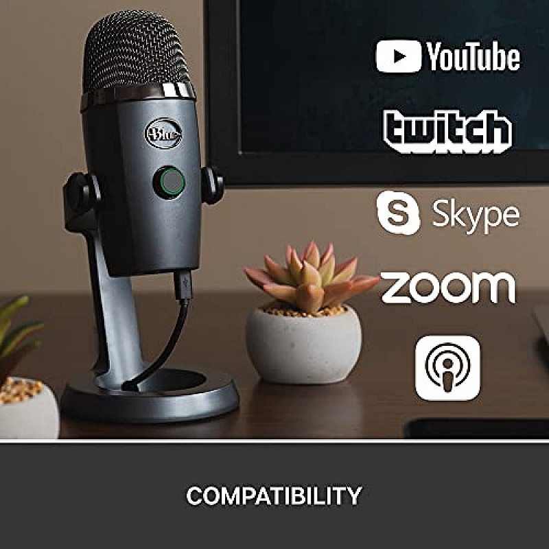 Blue Yeti Nano Premium USB Microphone for Recording, Streaming, Gaming, Podcasting on PC and Mac, Condenser Mic Shadow Grey