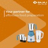 Bajaj Rex DLX Mixer Grinder 750W Mixie For Kitchen With Nutri-Pro Feature 4 Stainless Steel Mixer Jar White Blue