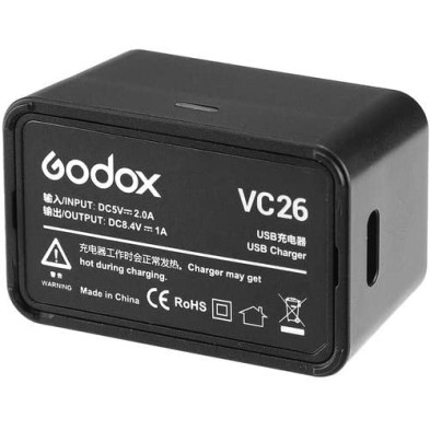 Godox VC26 USB Battery Charger | DC 5V Input | DC 8.4V Output Lithium Battery Godox VC26 USB Battery Charger | DC 5V Input | DC 8.4V Output Lithium Battery