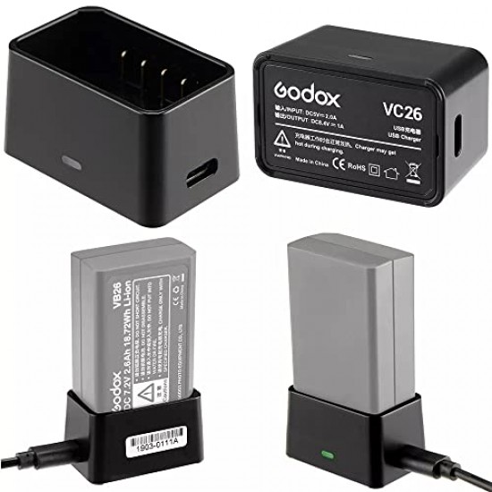 Godox VC26 USB Battery Charger | DC 5V Input | DC 8.4V Output Lithium Battery