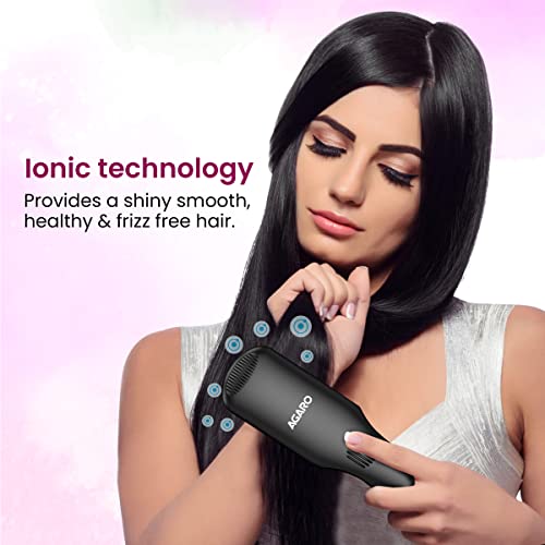 AGARO Hair Straightening Brush, Hair Straightening Comb For Women Gives Naturally Straight Hair in 5 Mins, Black, HSB2107 AGARO Hair Straightening Brush, Hair Straightening Comb For Women Gives Naturally Straight Hair in 5 Mins, Black, HSB2107