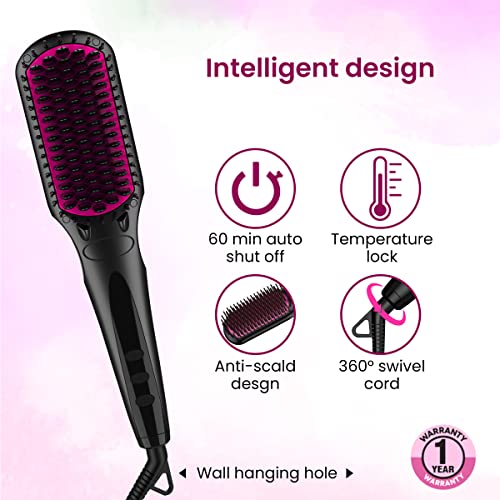 AGARO Hair Straightening Brush, Hair Straightening Comb For Women Gives Naturally Straight Hair in 5 Mins, Black, HSB2107 AGARO Hair Straightening Brush, Hair Straightening Comb For Women Gives Naturally Straight Hair in 5 Mins, Black, HSB2107