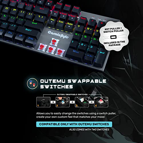 Cosmic Byte CB-GK-28 Vanth Mechanical Keyboard Upgraded with Swappable Outemu Red Switches and Rainbow LED Black Cosmic Byte CB-GK-28 Vanth Mechanical Keyboard Upgraded with Swappable Outemu Red Switches and Rainbow LED Black