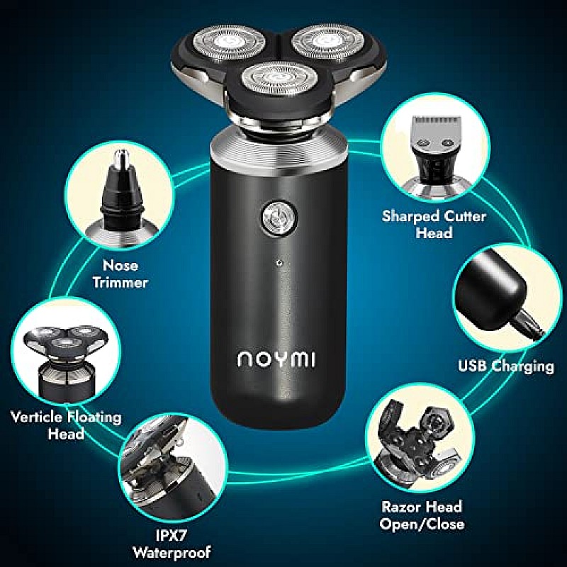 Noymi 3 in 1 Shaver | Nose Trimmer | Beard Trimmer for men with Waterproof IPX6 technology (Nose Trimmer + Shaver)