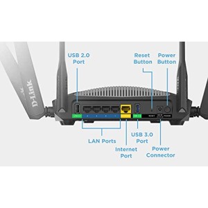 D-Link DIR-2640, AC 2600 Mbps MU-MIMO Dual Band High Power WiFi Router, 5 Gigabit Port, 4 External Antenna Black D-Link DIR-2640, AC 2600 Mbps MU-MIMO Dual Band High Power WiFi Router, 5 Gigabit Port, 4 External Antenna Black