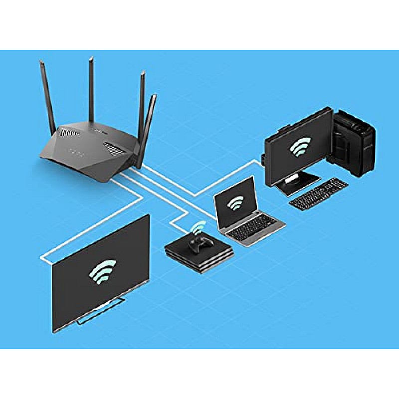 D-Link DIR-2640, AC 2600 Mbps MU-MIMO Dual Band High Power WiFi Router, 5 Gigabit Port, 4 External Antenna Black