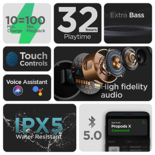 Boult Audio Airbass Propods X Bluetooth Truly Wireless in Ear Earbuds with Mic (Black) Boult Audio Airbass Propods X Bluetooth Truly Wireless in Ear Earbuds with Mic (Black)