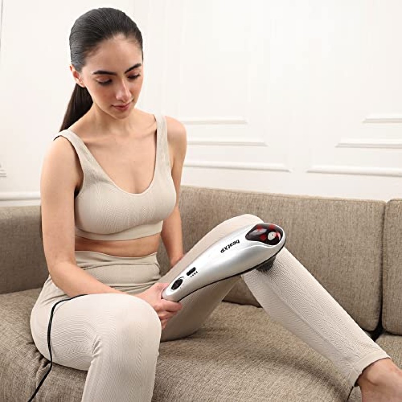 beatXP Stream Full Body Massager Machine for Pain Relief with 4 Attachments for Pain Relief (Metallic Silver)