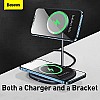 AIRTREE Wireless Fast Charger Swan 2 in1 Magnetic Bracket 20w + Charger 1 USB 12v 2a (US) + Cable Type-C 3A (1m,Black)