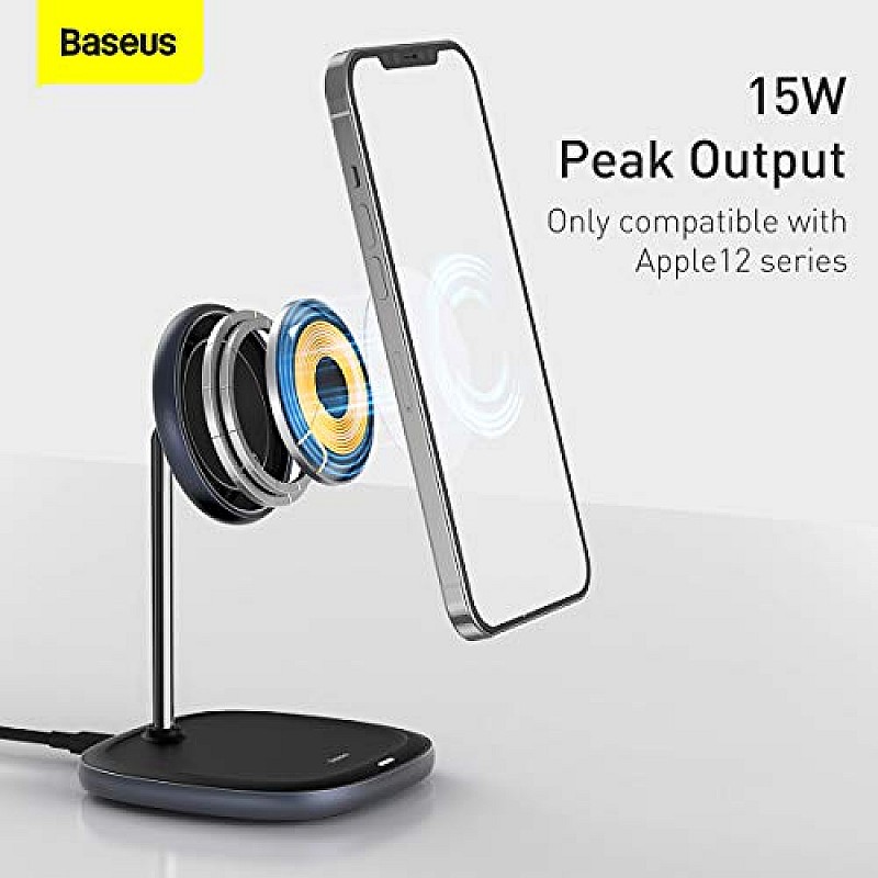 AIRTREE Wireless Fast Charger Swan 2 in1 Magnetic Bracket 20w + Charger 1 USB 12v 2a (US) + Cable Type-C 3A (1m,Black)