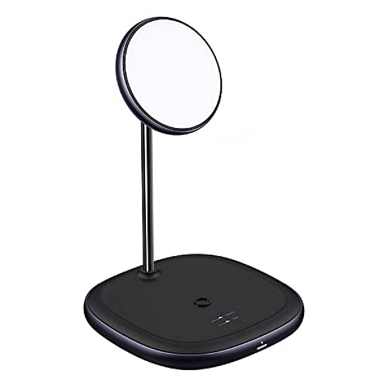 AIRTREE Wireless Fast Charger Swan 2 in1 Magnetic Bracket 20w + Charger 1 USB 12v 2a (US) + Cable Type-C 3A (1m,Black)