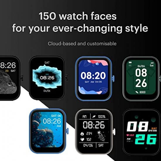 Noise ColorFit Pulse Grand Smartwatch with Activity Tracker 42.92mm LCD Display, IP68 Waterproof, Jet Black Strap