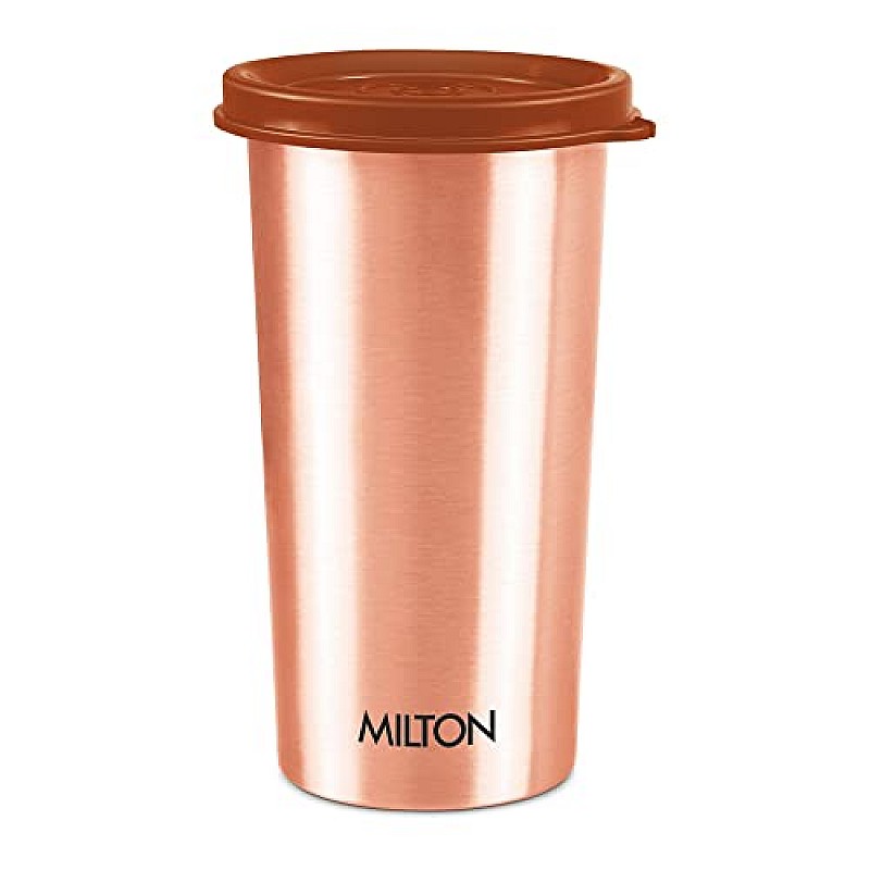 Milton Copper Drinking Water Tumbler with Lid, 1 Piece, 480 ml, Copper