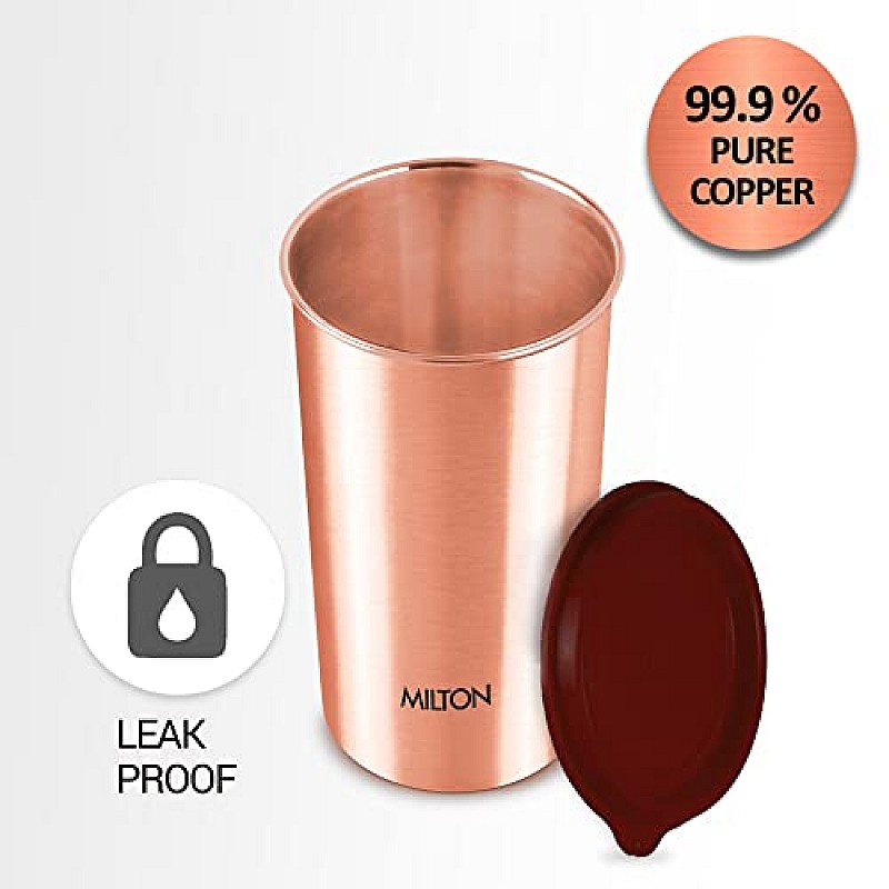 Milton Copper Drinking Water Tumbler with Lid, 1 Piece, 480 ml, Copper