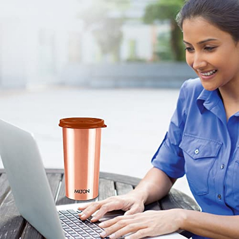 Milton Copper Drinking Water Tumbler with Lid, 1 Piece, 480 ml, Copper