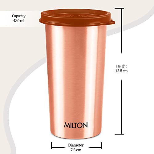 Milton Copper Drinking Water Tumbler with Lid, 1 Piece, 480 ml, Copper