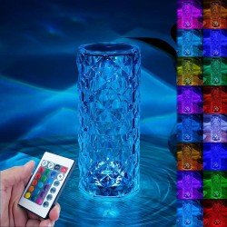 AIRTREE Lamp, Rose Diamond Table Lamp, 16 Colors RGB With Touch And Remote Control, USB Rechargeable Decorative Acrylic Rays lamp