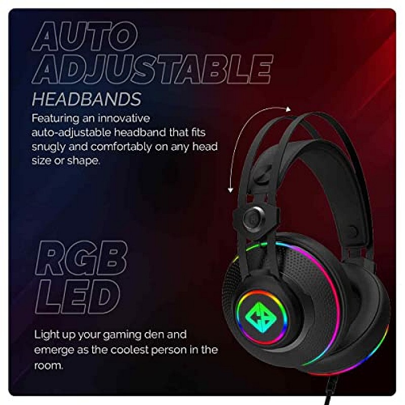 Cosmic Byte Proteus Headset Dual Input USB and 3.5mm, 7.1 Surround Sound, RGB LED, ENC Microphone Black