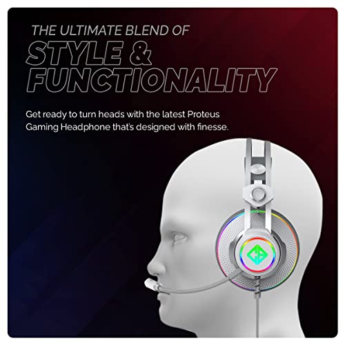 Cosmic Byte Proteus Headset Dual Input USB and 3.5mm, 7.1 Surround Sound, RGB LED, ENC Microphone White Cosmic Byte Proteus Headset Dual Input USB and 3.5mm, 7.1 Surround Sound, RGB LED, ENC Microphone White