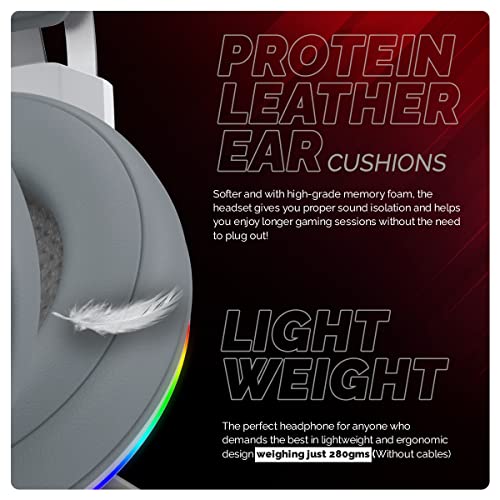 Cosmic Byte Proteus Headset Dual Input USB and 3.5mm, 7.1 Surround Sound, RGB LED, ENC Microphone White Cosmic Byte Proteus Headset Dual Input USB and 3.5mm, 7.1 Surround Sound, RGB LED, ENC Microphone White