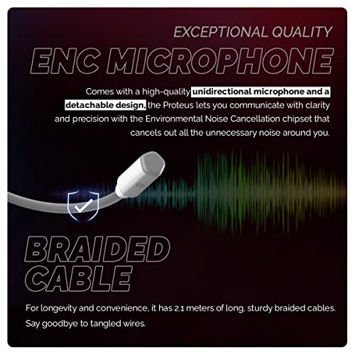 Cosmic Byte Proteus Headset Dual Input USB and 3.5mm, 7.1 Surround Sound, RGB LED, ENC Microphone White Cosmic Byte Proteus Headset Dual Input USB and 3.5mm, 7.1 Surround Sound, RGB LED, ENC Microphone White