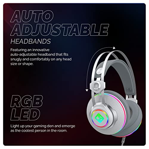 Cosmic Byte Proteus Headset Dual Input USB and 3.5mm, 7.1 Surround Sound, RGB LED, ENC Microphone White Cosmic Byte Proteus Headset Dual Input USB and 3.5mm, 7.1 Surround Sound, RGB LED, ENC Microphone White