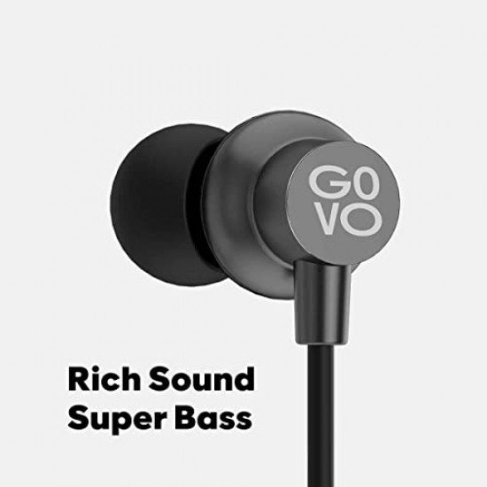 GOVO GOKIXX 900 Bluetooth Wireless Neckband in Ear Earphones with Mic, 12H Playtime Platinum Black
