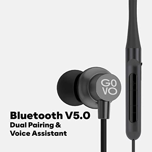 GOVO GOKIXX 900 Bluetooth Wireless Neckband in Ear Earphones with Mic, 12H Playtime Platinum Black GOVO GOKIXX 900 Bluetooth Wireless Neckband in Ear Earphones with Mic, 12H Playtime Platinum Black
